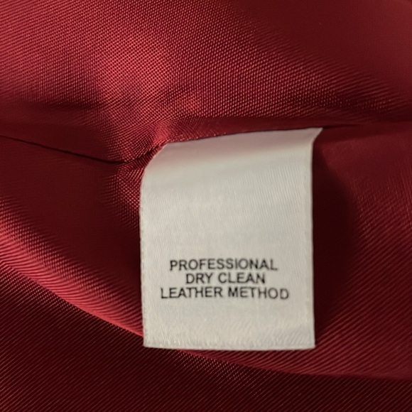 Jones New York Leather Jacket Embroidered Floral Size 8 Red Zip Lined Pockets - Picture 10 of 13